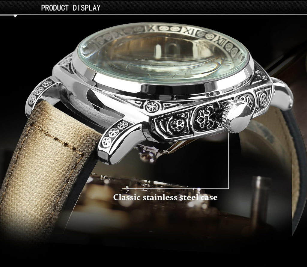 FORSINING Men's Automatic Skeleton Watch – Square Case