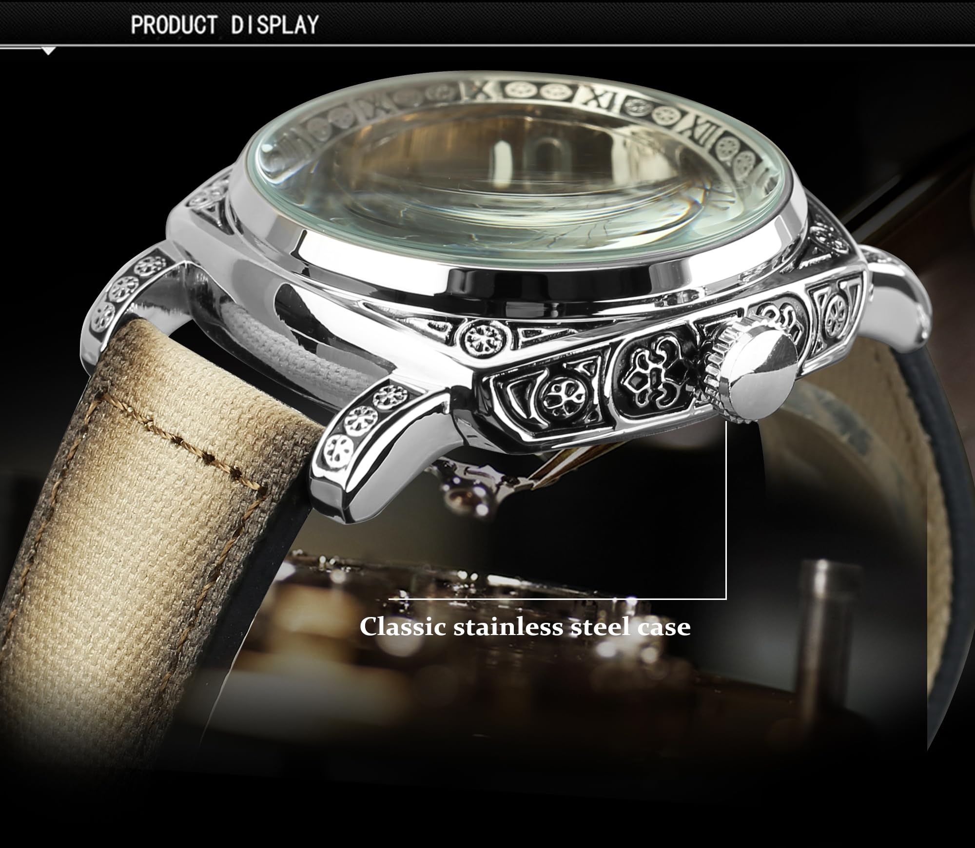 FORSINING Men's Automatic Skeleton Watch – Square Case