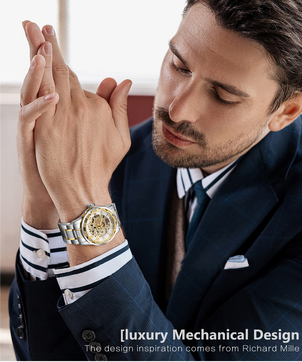 FORSINING Men's Manual-Wind Skeleton Watch – Floral Dial