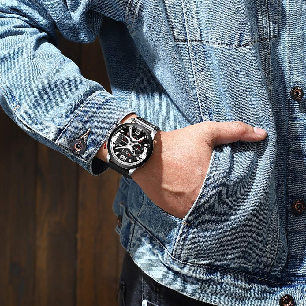 CURREN Men's Quartz Chronograph Watch – Blue Leather Strap
