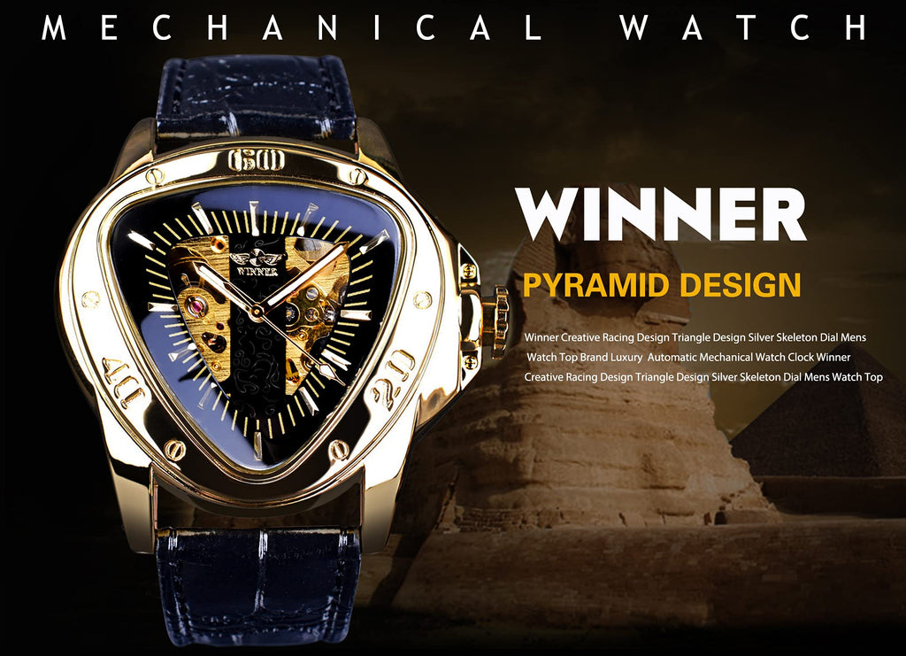 WINNER Men's Automatic Skeleton Watch – Triangular Racing Dial