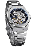 FORSINING Men's Silver Automatic Skeleton Watch – Octagonal Case