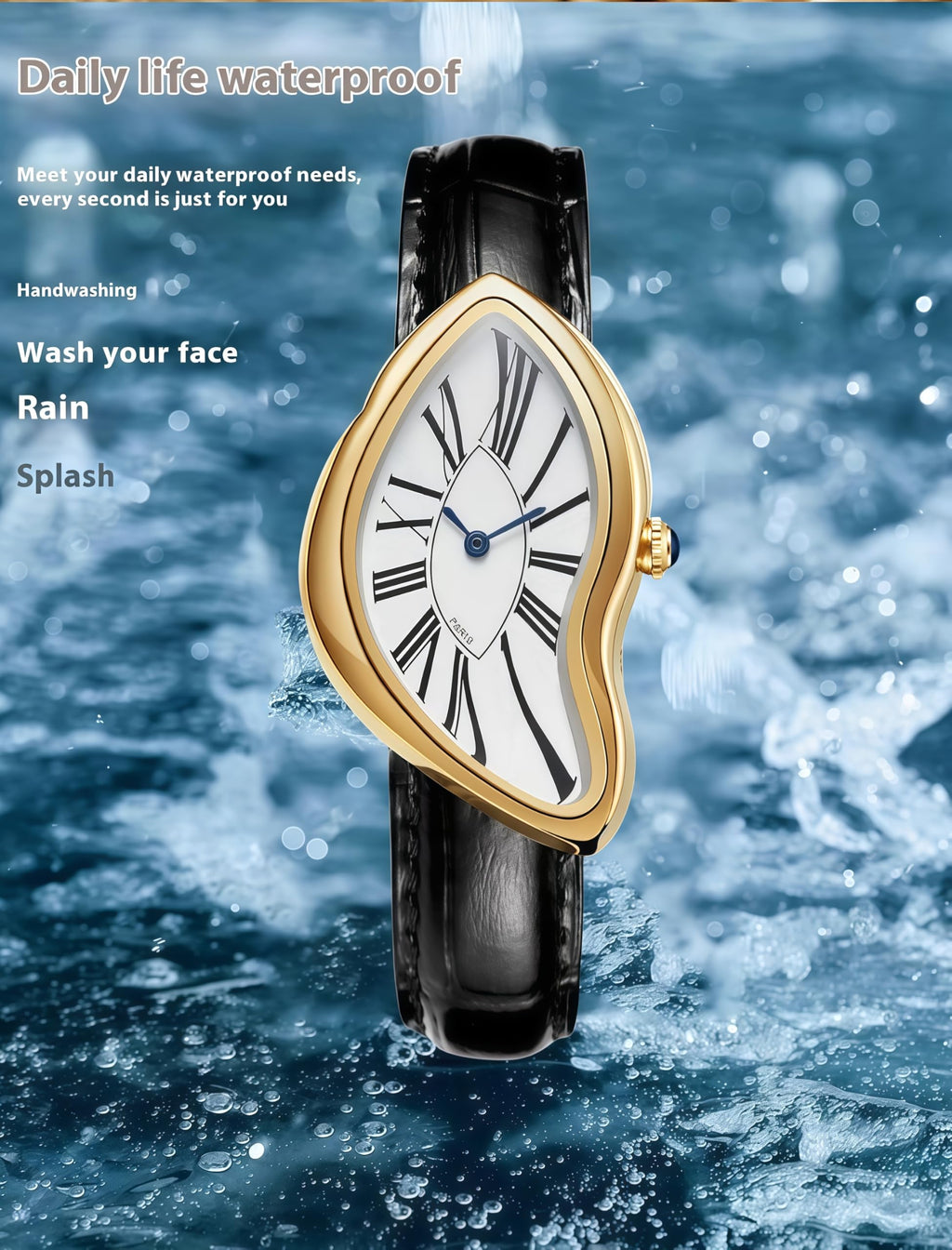 Men's Melting Dial Quartz Watch - Leather Strap