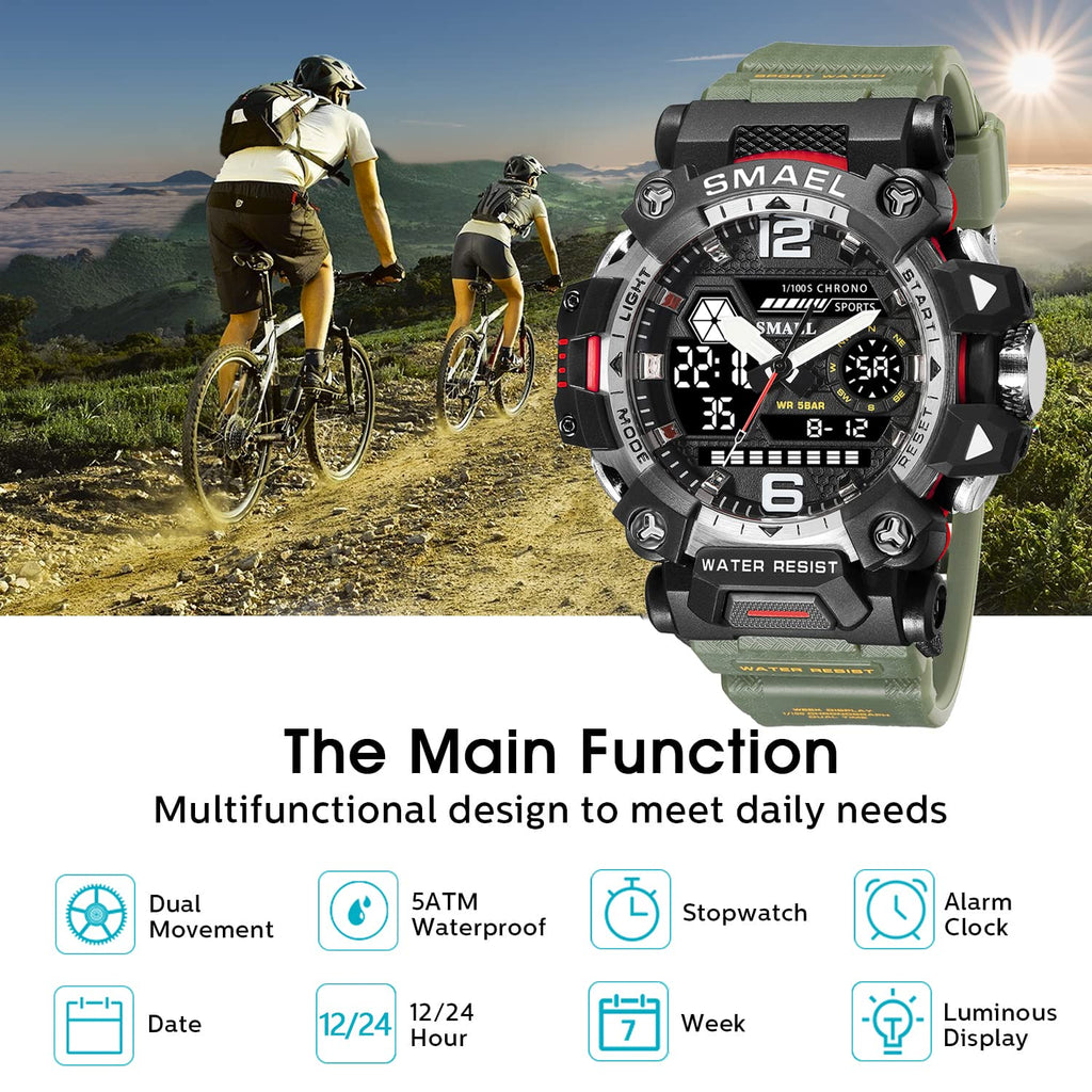 SMAEL Men's Analogue-Digital Military Sports Watch