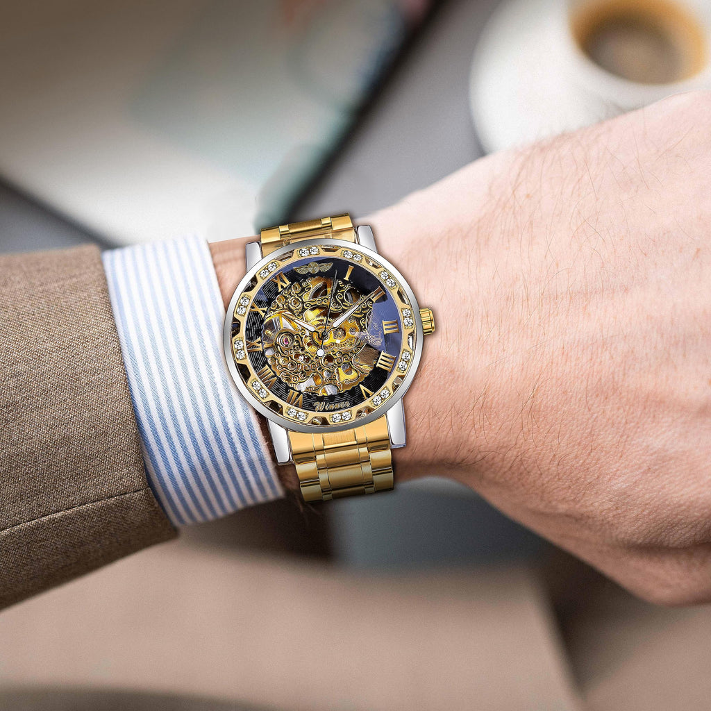 FORSINING Men's Manual-Wind Skeleton Watch – Floral Dial