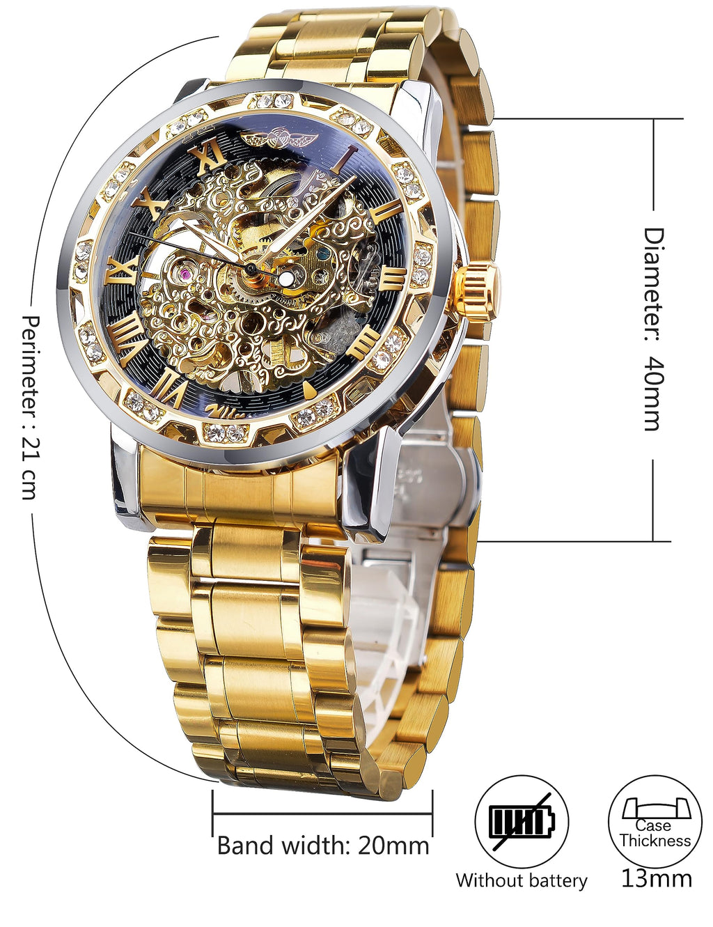 FORSINING Men's Manual-Wind Skeleton Watch – Floral Dial
