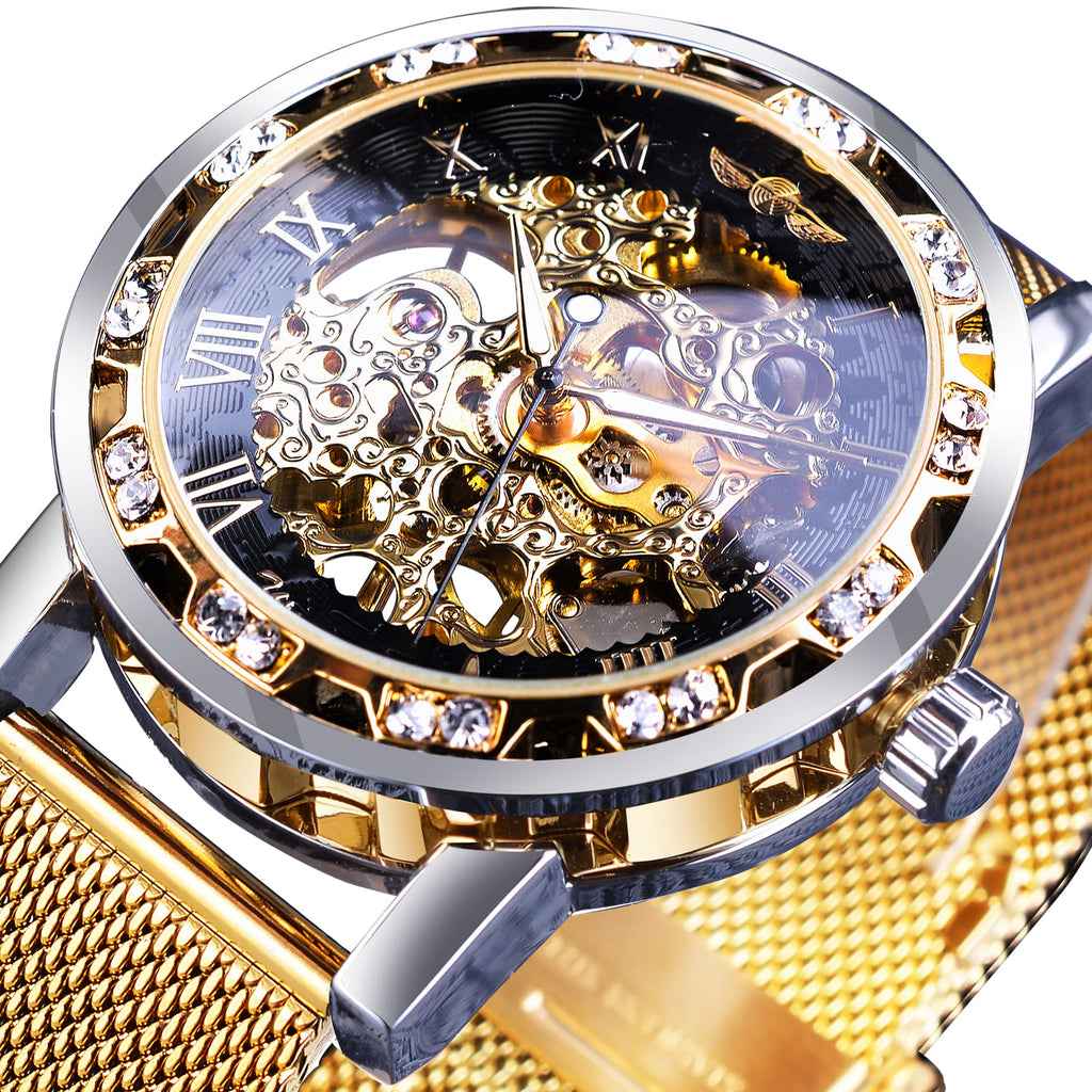 FORSINING Men's Manual-Wind Skeleton Watch – Floral Dial