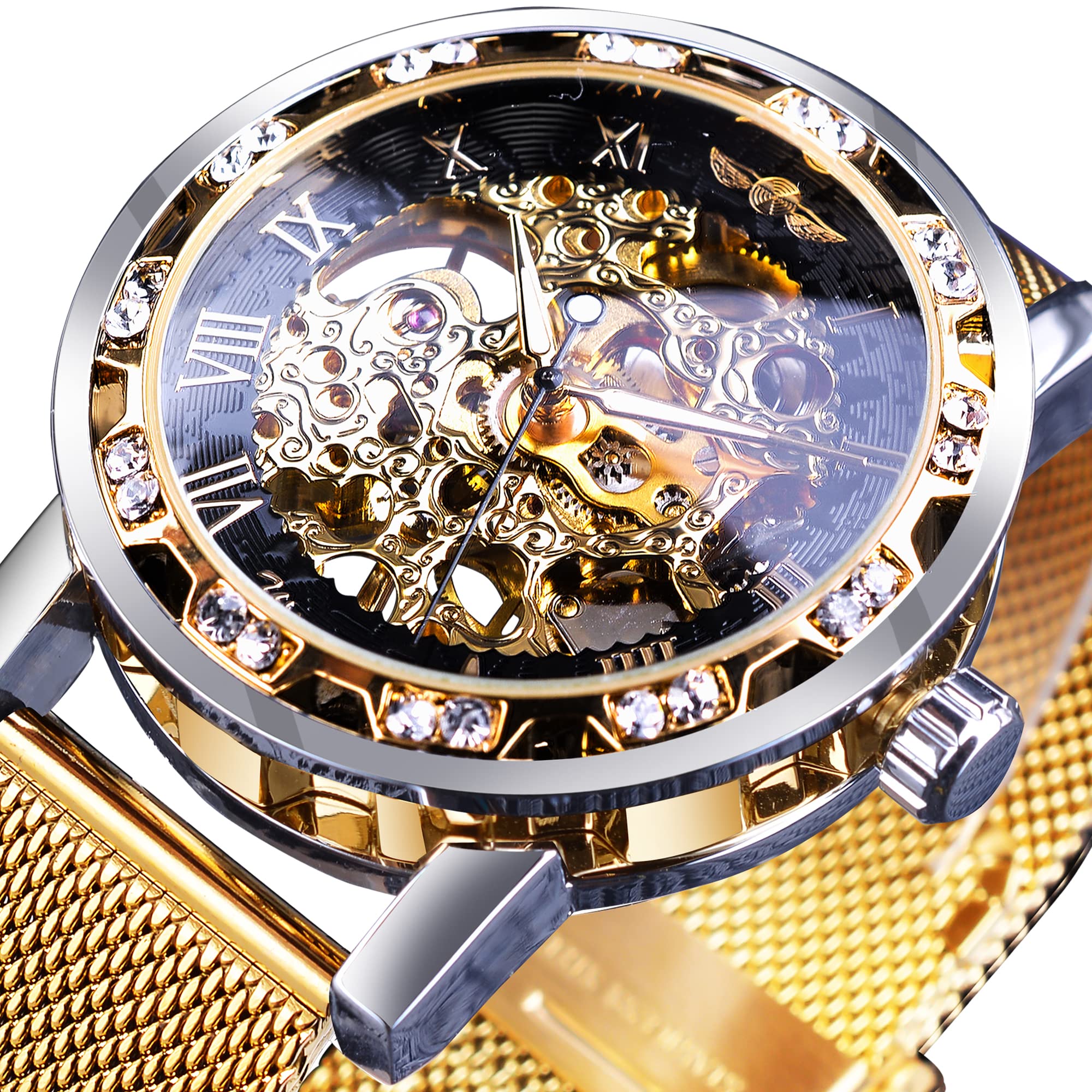 FORSINING Men's Manual-Wind Skeleton Watch – Floral Dial