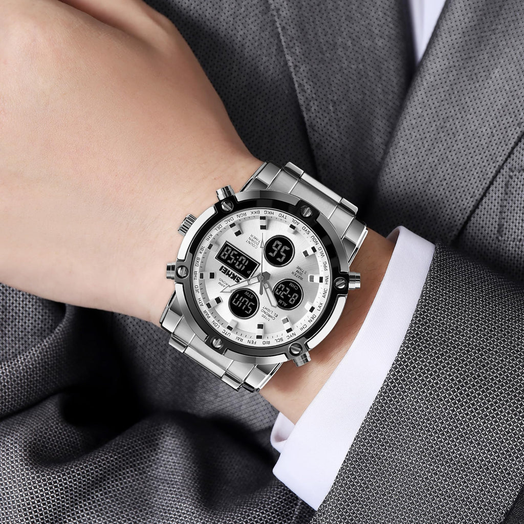 SKMEI Men's Analogue-Digital Quartz Watch – Stainless Steel Bracelet