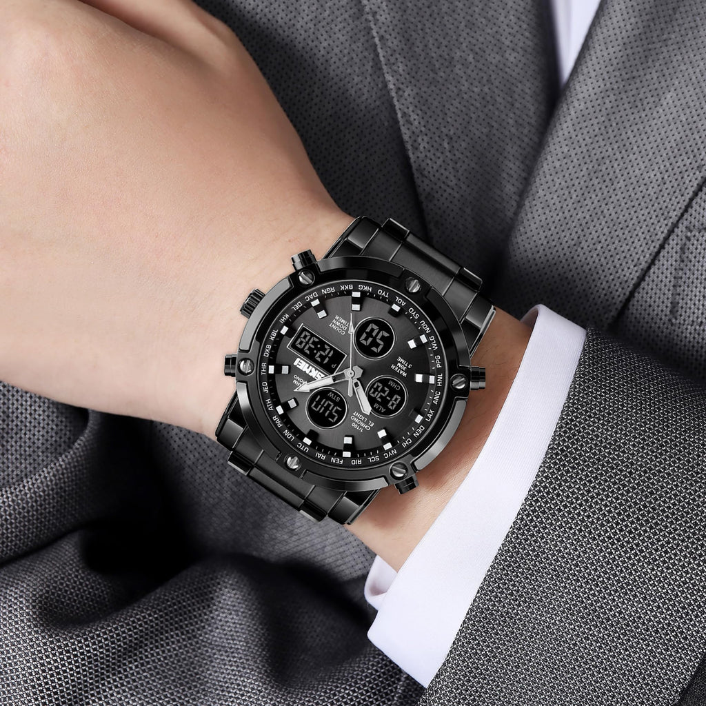 SKMEI Men's Analogue-Digital Quartz Watch – Stainless Steel Bracelet
