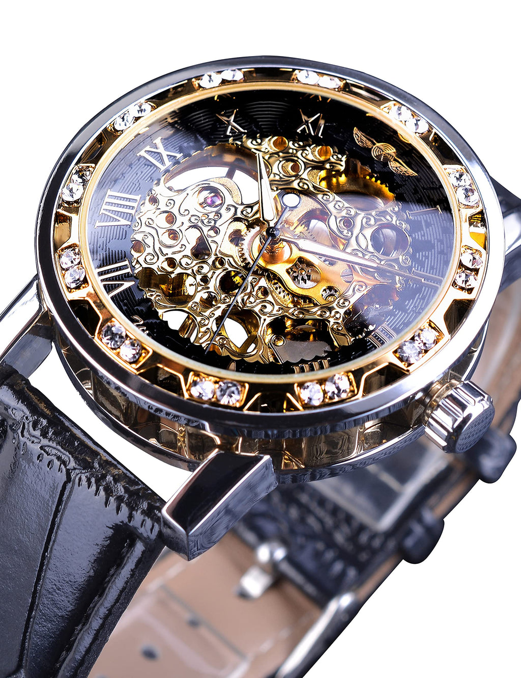 FORSINING Men's Manual-Wind Skeleton Watch – Floral Dial