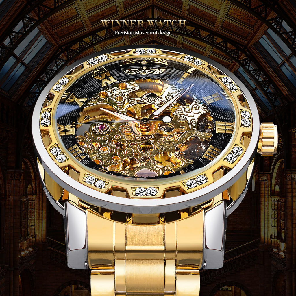 FORSINING Men's Manual-Wind Skeleton Watch – Floral Dial