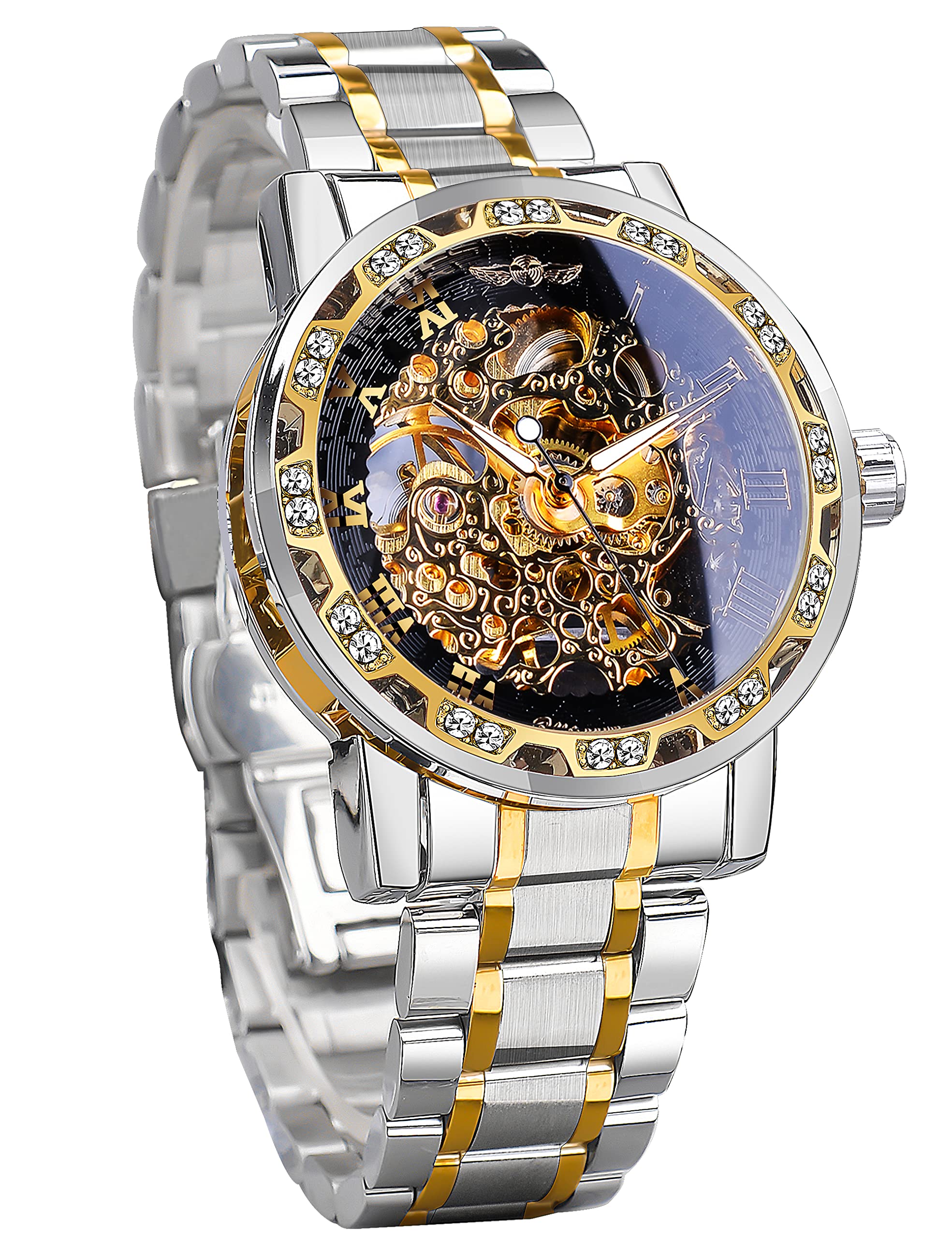 FORSINING Men's Manual-Wind Skeleton Watch – Floral Dial