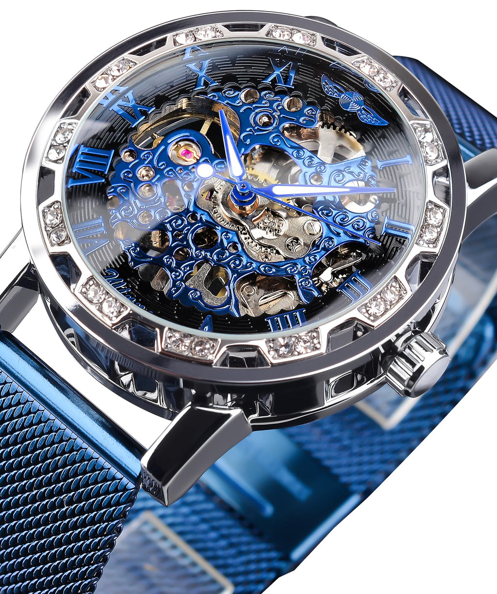 FORSINING Men's Manual-Wind Skeleton Watch – Floral Dial